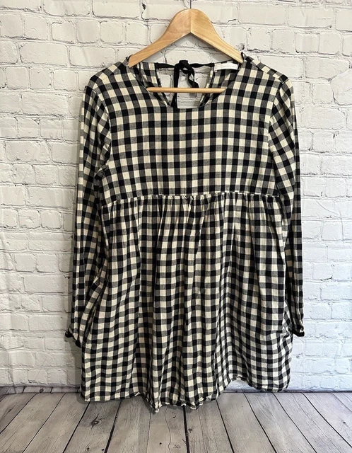 Zara black and sales white check dress