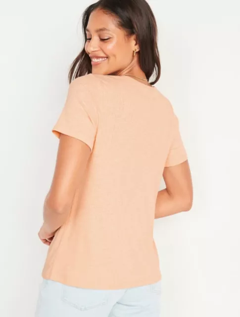 Old Navy Women’s Size XL ~ Short Sleeve Luxe Rib Knit T-Shirt Tee .. $17 Peach 2