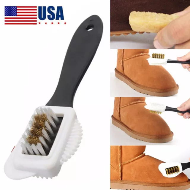 3 sided Cleaning Brush for Suede Leather Nubuck Shoes Boot Cleaner Stain Dust