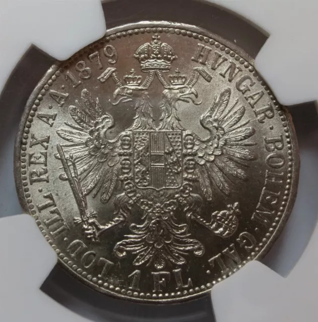 AUSTRIA HUNGARY 1 Florin Gulden 1879 NGC MS 64 UNC Silver Franz Joseph 3