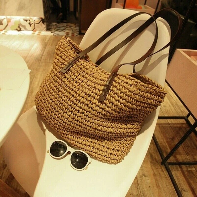 FEMME SAC FOURRE TOUT Paille Rotin Osier Sac a Main Mode Vacances Plage Crochet EUR 23 47 PicClick FR