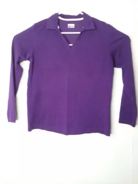 Slazenger Womens Shirt Top Purple Long Sleeve Cotton Blend V Neck XL