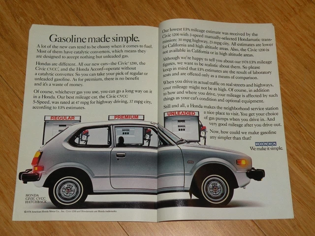 Magazine Ad - 1978 - Honda Civic CVCC- (two pages)