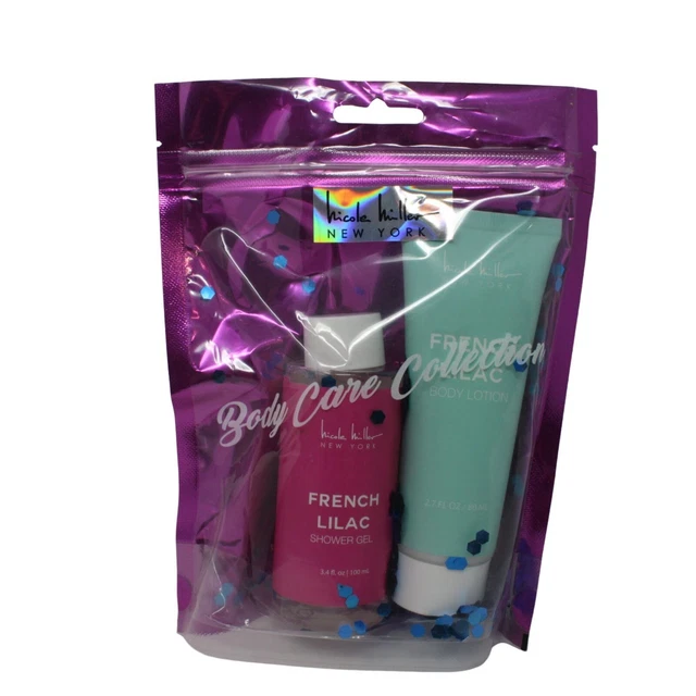 Nicole Miller French Lila Colección de Cuidado Corporal Gel de Ducha y Loción Juego de Regalo
