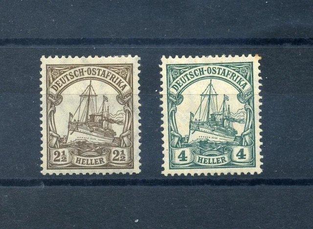 Deutsche Kolonien; 2 Werte - 2 1/2 und 4 Heller; 1905; postfrisch mini. Falzrest
