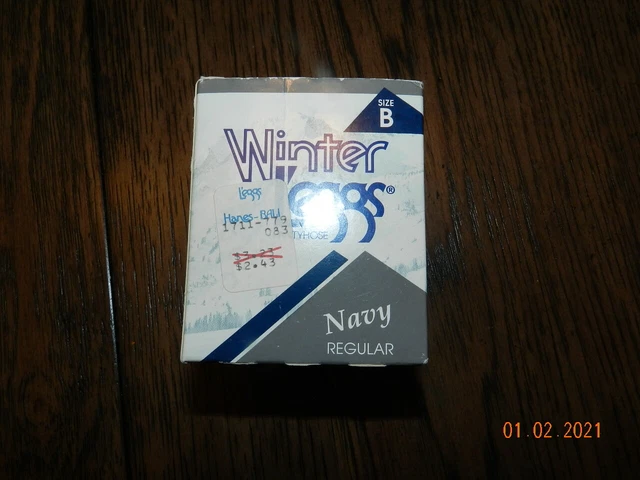 NEW Leggs Winter Leggs Pantyhose Size B Navy Nylons, VINTAGE Unopened