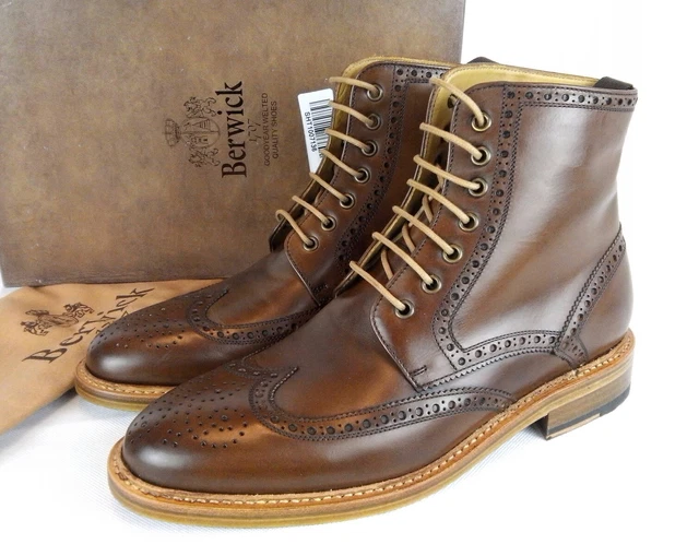 BERWICK 1707 BROWN leather brogue Ankle boot UK7 BNIB