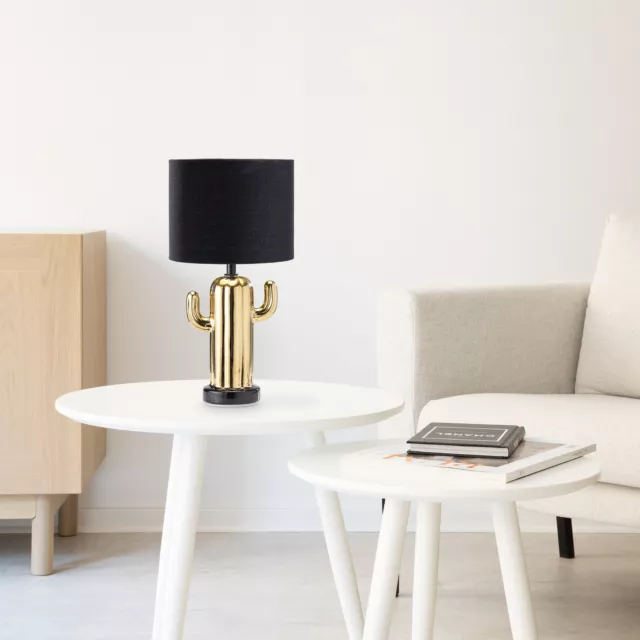 Lámpara de mesa con rosca E14 base con forma de cactus y pantalla de tela 2