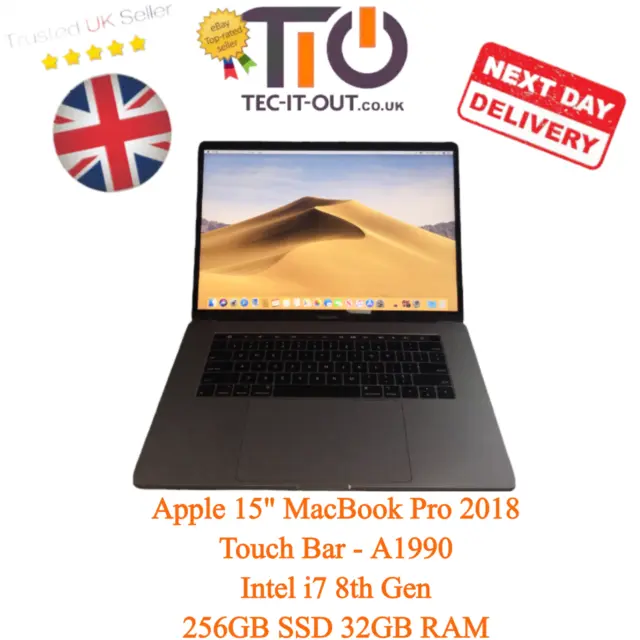 Apple 15" MacBook Pro Touch Bar 2018 Intel i7 8th Gen 256GB SSD 32GB RAM - A1990