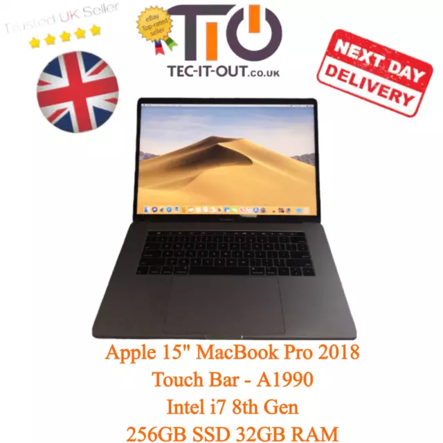 Apple 15" MacBook Pro Touch Bar 2018 Intel i7 8th Gen 256GB SSD 32GB RAM - A1990
