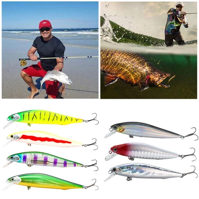 Lot de 6 leurres de pêche à la traîne en plastique avec 6