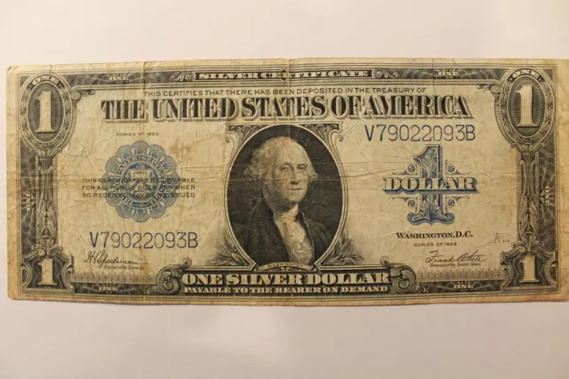 1923  $1  Large Note Silver Certificate,  Horse Blanket Note, Blue Seal Note