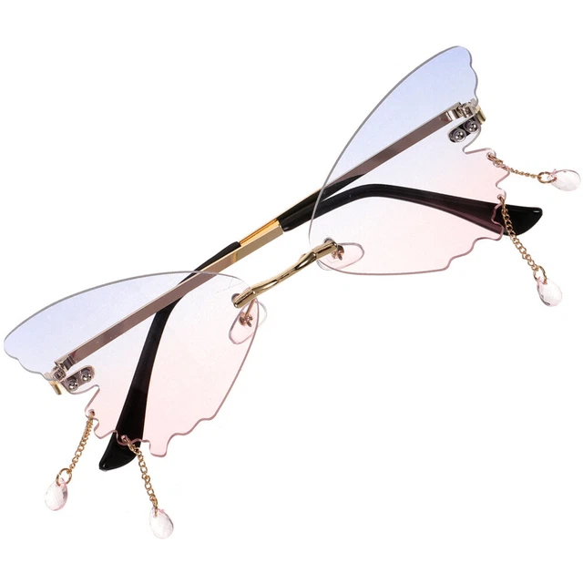 1 paio di occhiali senza montatura funky occhiali da sole a forma di farfalla senza montatura