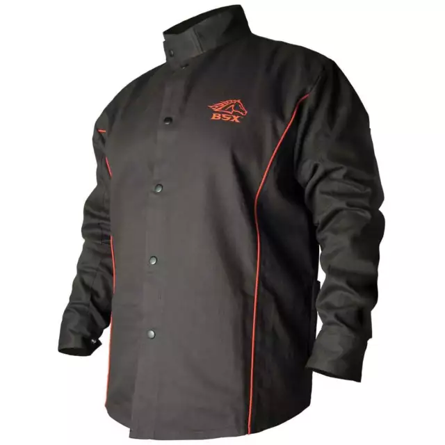 Black Stallion B9C BSX Contoured FR Cotton Welding Jacket Black/Red 5X-Large