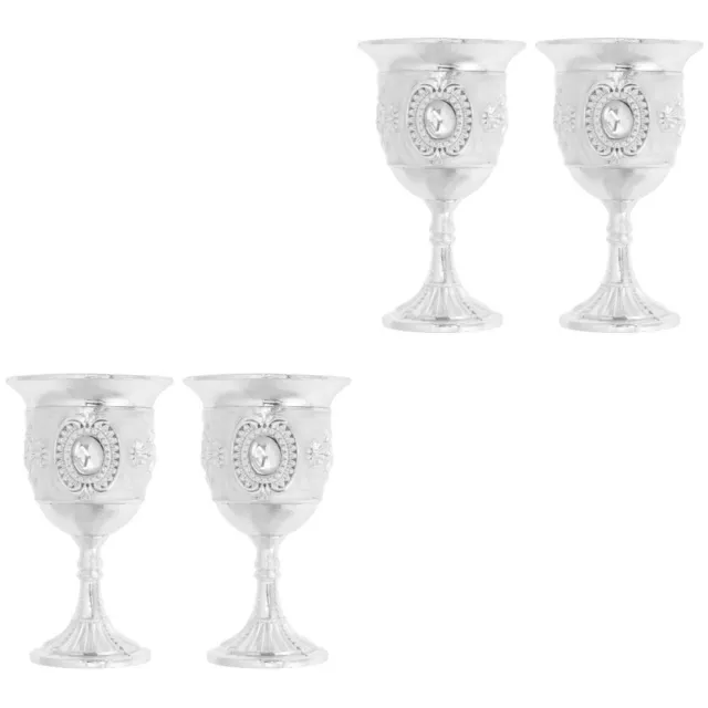 4 Pcs Tall White Wine Glass Whiskey Silver Goblet Beverage Mug Decorations