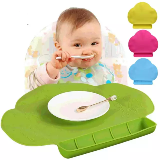 Baby Kids Silicone Cloud Messy Placemat Antislip Eating Dining Table Mat Pad