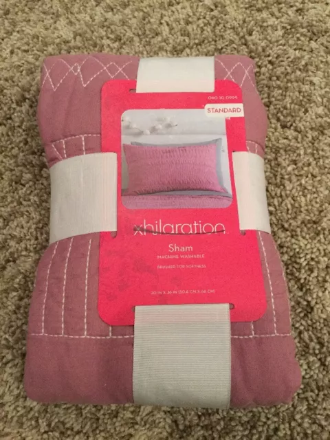 Xhilaration Solid Pink Quilted Pillow Sham  NEW