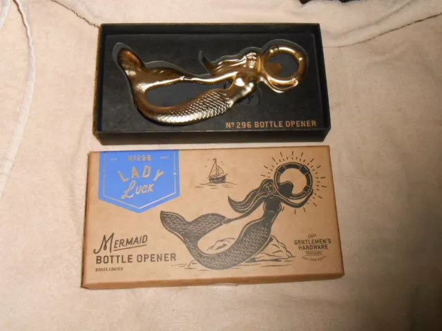 Lady Luck Mermaid Bottle Opener Brass Coated by Gentlemen's Hardware No. 296