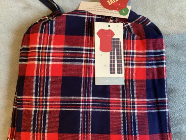 MATALAN - Tartan Red Mix Pyjamas In A Tartan Bag Size 12-14 - BNWT