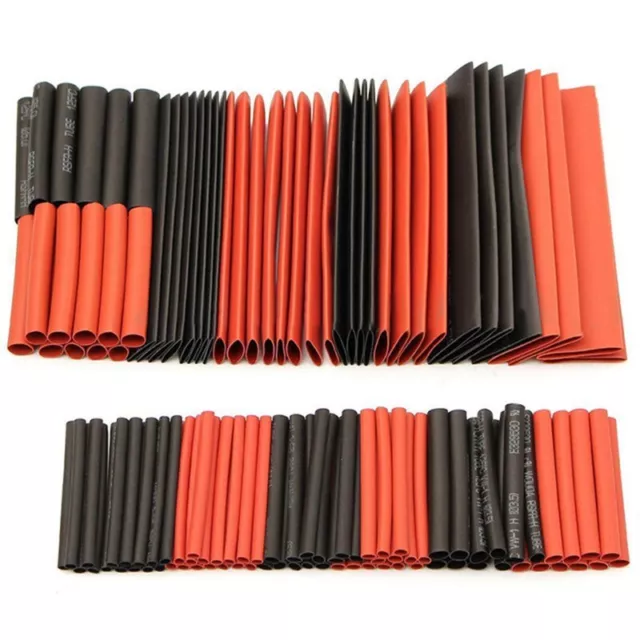 Premium 127pcs Black Red Heat Shrink Tube Sleeve Assortment Polyolefin Material