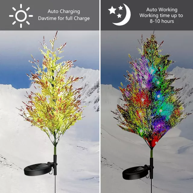 Solar Powered LED Christmas Tree Stake Light Yard Garden Pathway Lights Outdoor