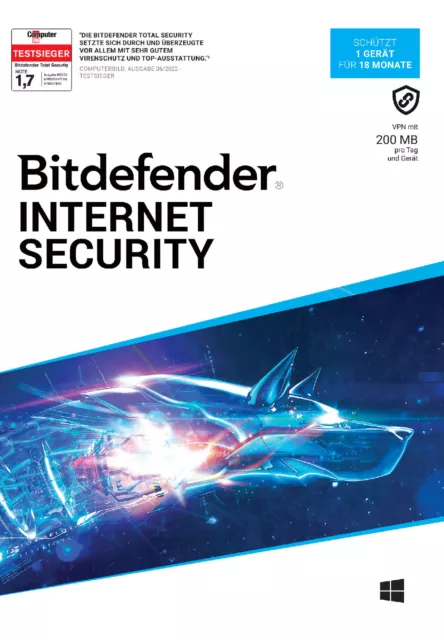 Bitdefender Internet Security 2024 inkl.VPN 1-Gerät / 1,5-Jahre - (ESD) / KEY