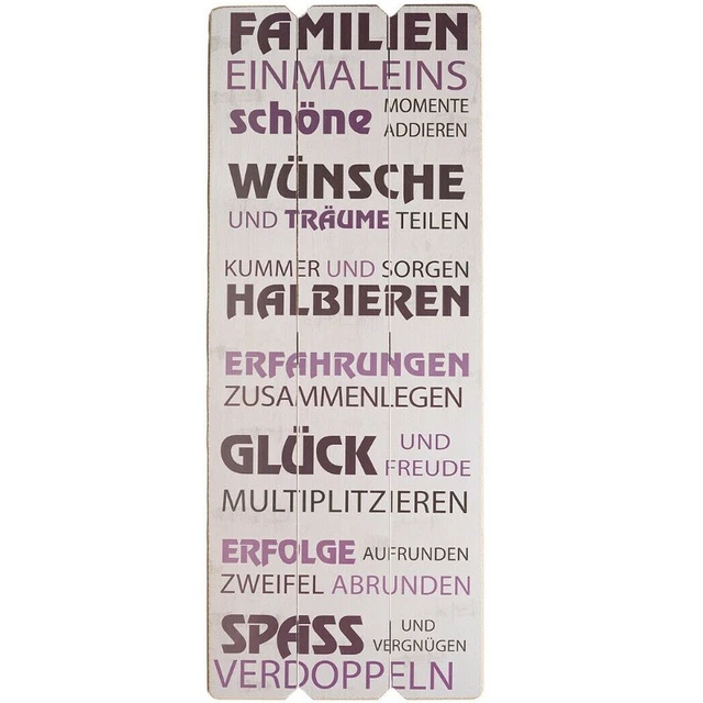 GROSSES WANDSCHILD DEKO Schild FAMILIEN EINMALEINS Sprüche Vintage