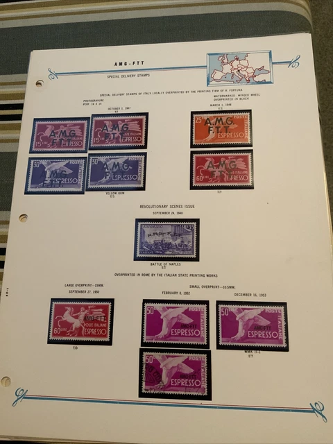 AMG-FTT special delivery stamps of Italy locally overprinted