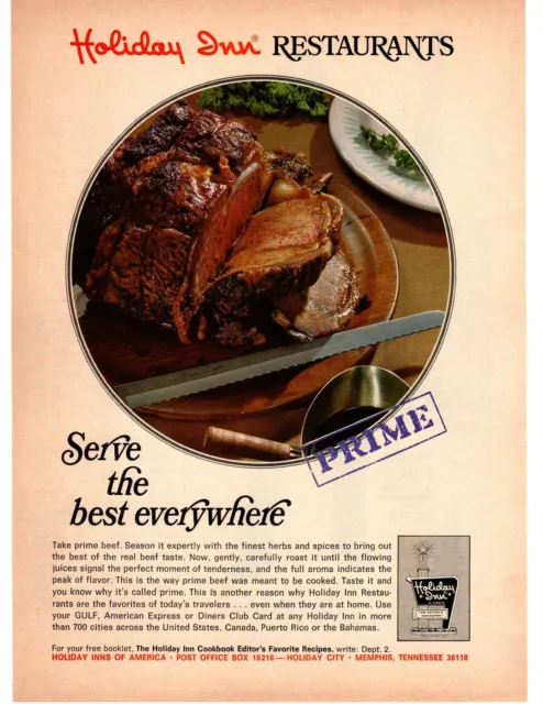 1968 Holiday Inn Restaurants Beef Prime Rib Au Jus Sauce Cookbook Hotel Print Ad