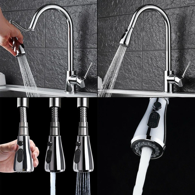Pull Out Spray Head Replace Universal Kitchen Sink Faucet Basin Mixer Tap Silver 2