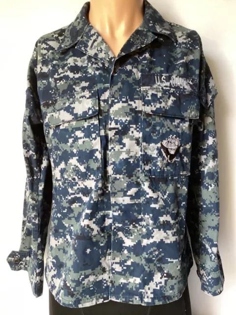 US navy Issue blue digital pattern Shirt Blouse Working Small Extra Short USGI