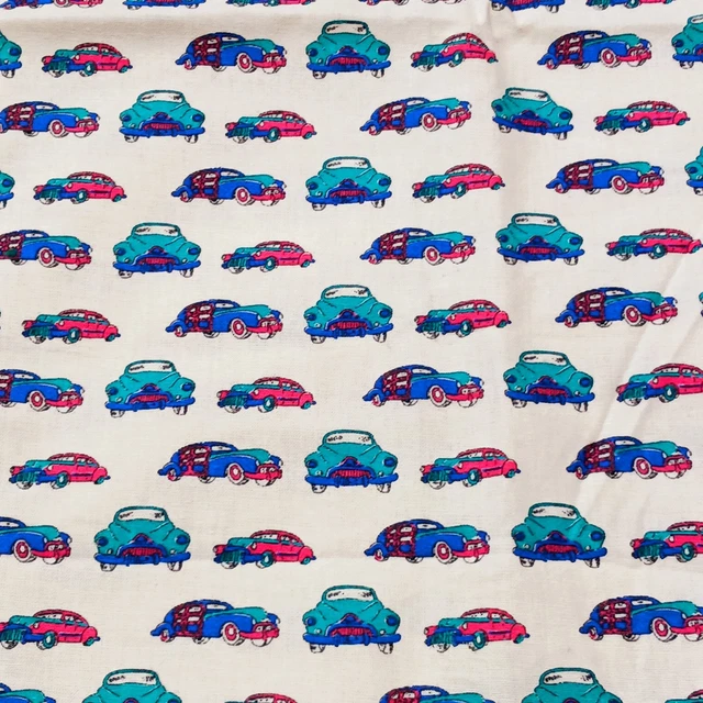 Coupon De Tissu Enfant Voitures - 90 Cm X 154 Cm - Multicolore - Neuf - Origine France