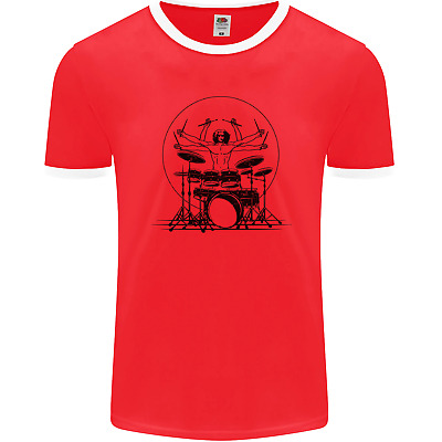 Virtruvian Drummer Funny Drumming Drum Mens Ringer T-Shirt FotL