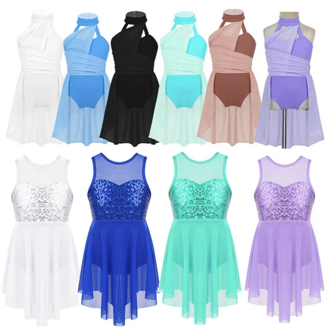 Abito da balletto scintillante bambine Regno Unito ginnastica body costume da danza lirica
