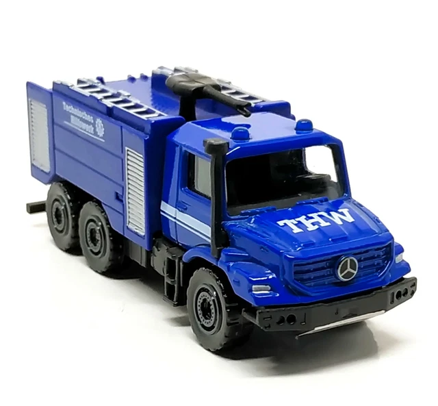 Camion De Pompier Majorette Mercedes-Benz Zetros 1/87 - Modèle Réduit Jaune, Sans Boîte, Fabrication Thaïlande