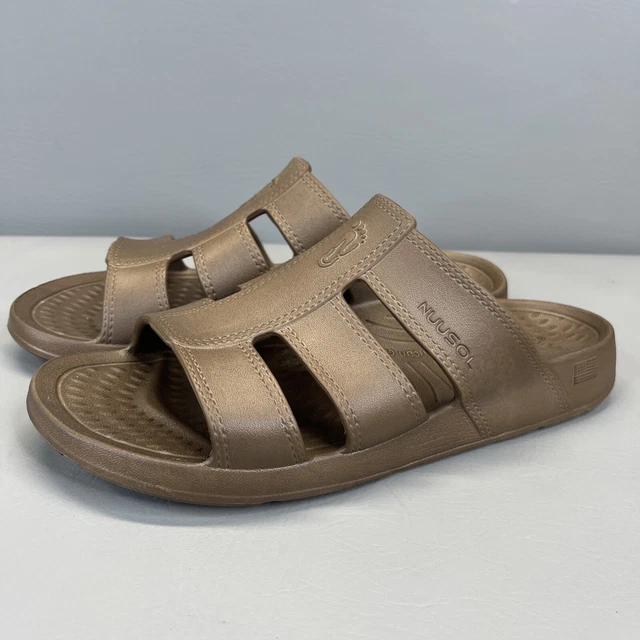 Nuusol Mens Sz 10 Stanley Slide Eclipse Brown Slip On USA Made Rubber Comfort