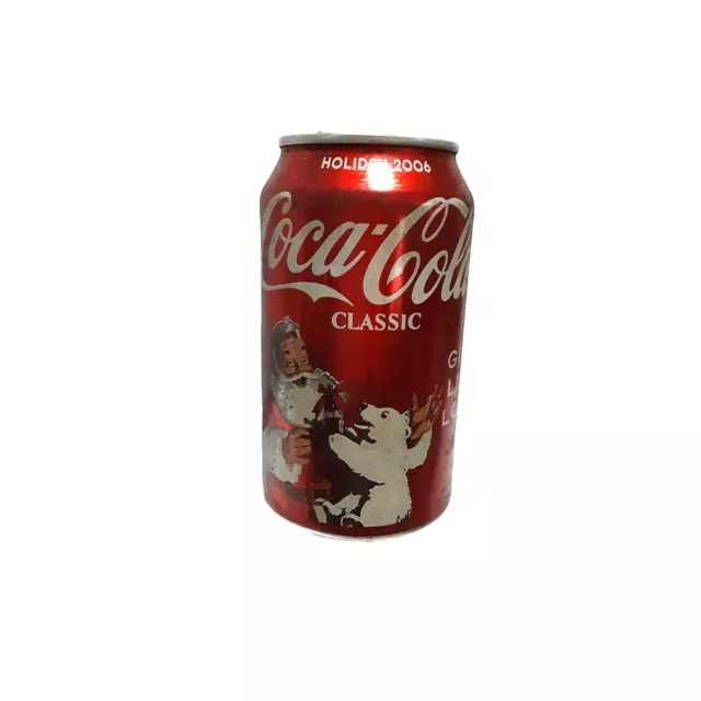 2006 Santa Polar Bear Holiday Christmas Coca Cola Soda Can Empty 12 oz