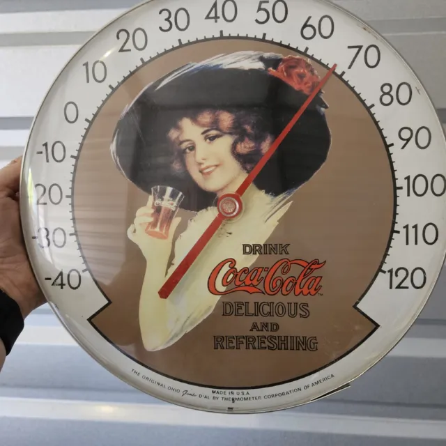 Vintage Drink Coca Cola 12 Inch Round Wall Thermometer