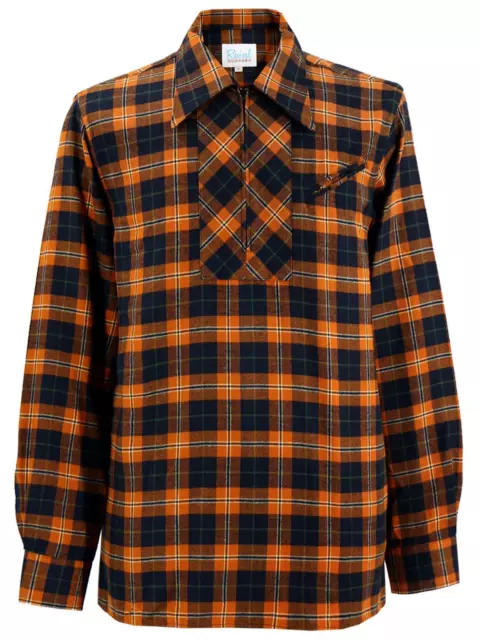1950s Style Vintage Rockabilly Style Woodsman Beech Tartan Orange Flannel Shirt