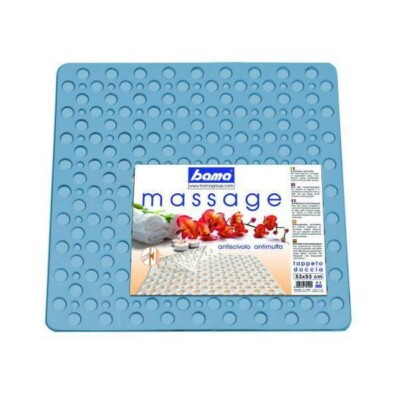 BAMA TAPPETO IN GOMMA DOCCIA BIANCO BAMA MASSAGE ANTISCIVOLO FERMO FISSO CON VENTOSE 