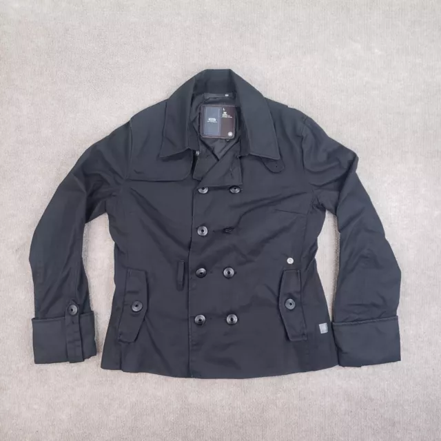 G-Star Raw 3301 Jacket Womens Large Black Button Up Front Casual Double Breasted