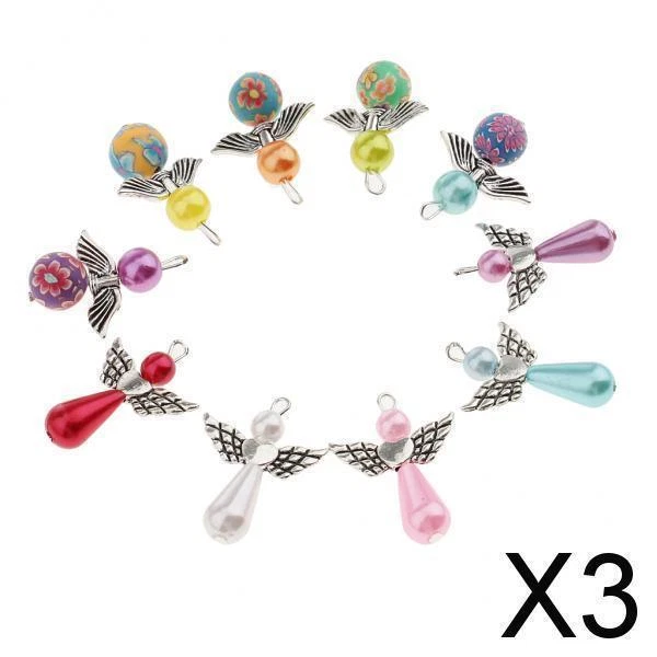 3X 10 Stück Perle Polymer Clay Angel Wings Fairy Charms Anhänger für die