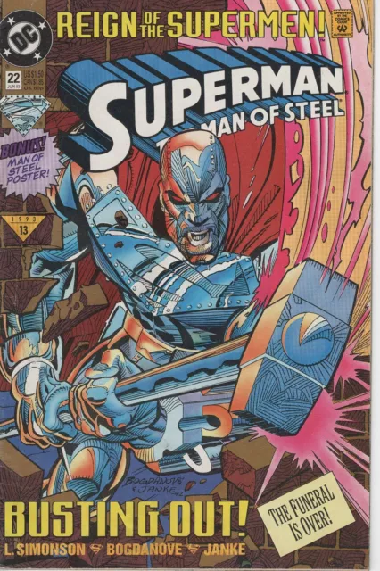 1993 Superman #22 The MAN of STEEL "REIGN OF THE SUPERMEN" DC Comics!
