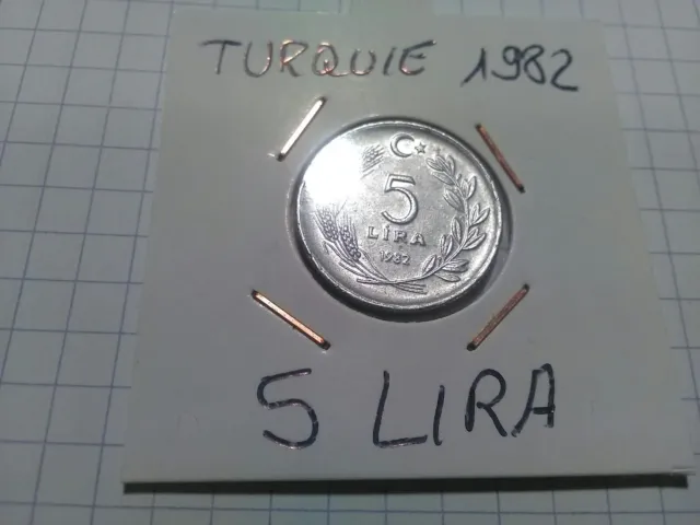 Pieces de monnaie De 5 Lira Année 1982 Turquie TTB