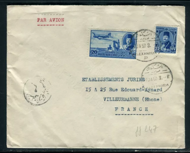 Egypte - Enveloppe de Alexandrie pour la France en 1950 - JJ 247