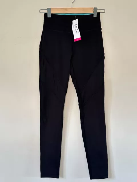 Women’s Gym Sports Training Leggings Zip Pocket Black Size 8 Anti Bacterial