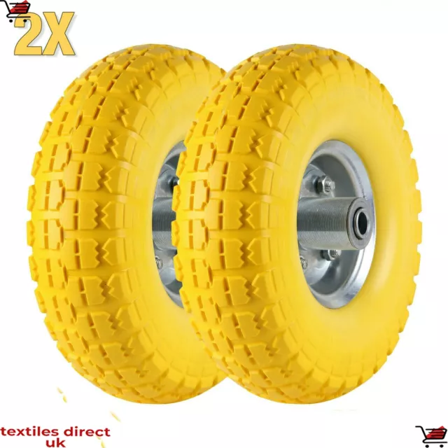 2x PUNCTURE BURST PROOF SOLID RUBBER SACK TRUCK TROLLEY CART WHEELS SPARE TYRES