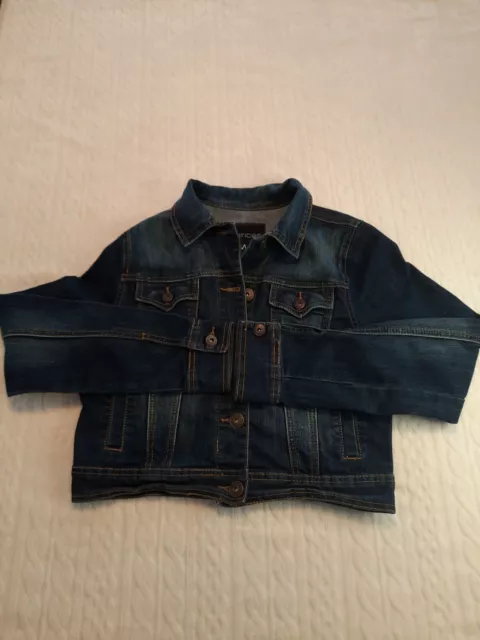 MAURICES Button Down Long Sleeve Blue Cropped Denim Jean Jacket Women's Size M