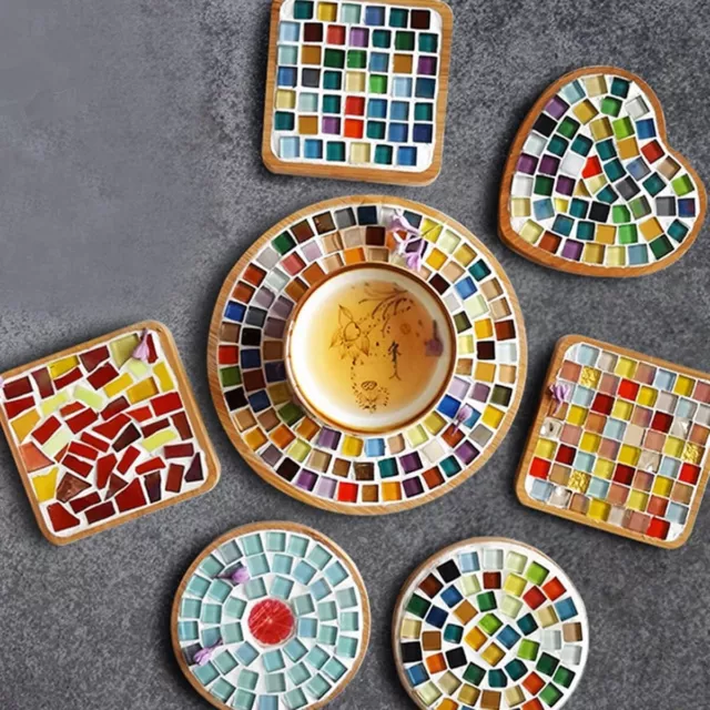 Yatinkim Mosaic Tiles 160Pcs Bulk Square Glass Pieces Glitter DIY Crafts Deco... 3