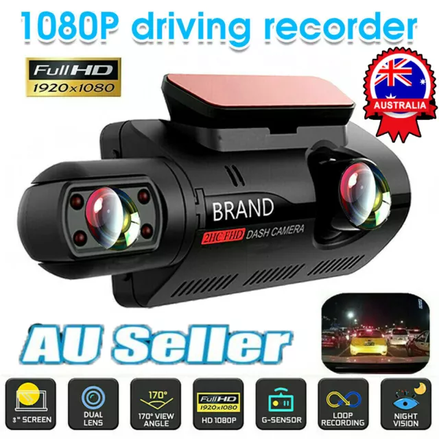 HD 1080P Dual Lens 3''Car DVR Vehicle Video G-Sensor Dash Cam Recorder Camera AU